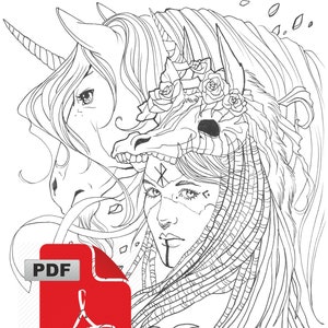 Einhorn-Prinzessin PDF-Malvorlage sofort herunterladen