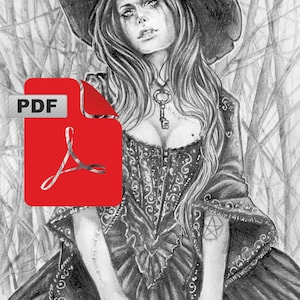 Witch Yule Ball single grayscale coloring page PDF