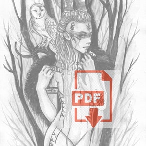 Frigg Goddess pdf coloring page