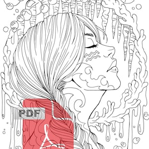 Aquarius Zodiac sign PDF coloring page