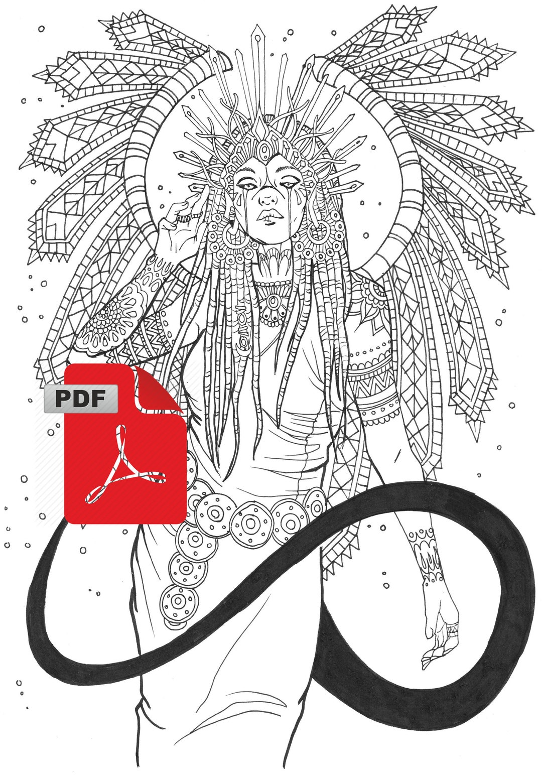Sun Goddess PDF Coloring Page Instant Download - Etsy