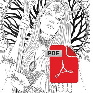 Elf Mage Single pdf coloring page Hollow moon art