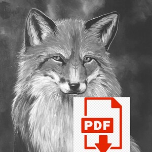 Celtic Fox coloring page 3 tone single page Grayscale PDF