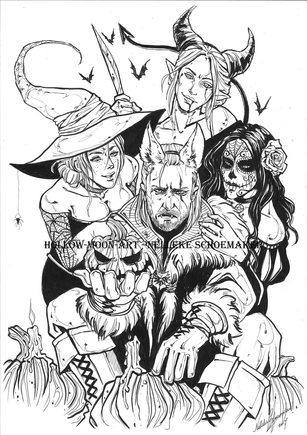 halloween-witcher-lineart-coloring-page-single-page-pdf-etsy