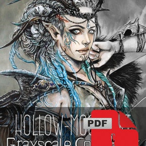 Hollow-Moon-Art Colorbook grayscale PDF