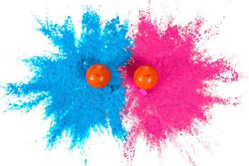 Gender Reveal Target Ball 2 Pack Pink & Blue Set Exploding Powder