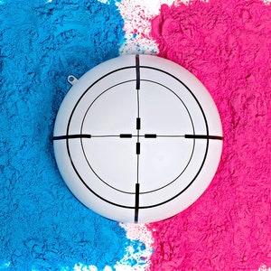 Gender Reveal White Target Ball | Pink & Blue Kit | Powder 6 Inch Shooting Ball | Gender Reveal Party Ideas | Ultimate Party Supplies