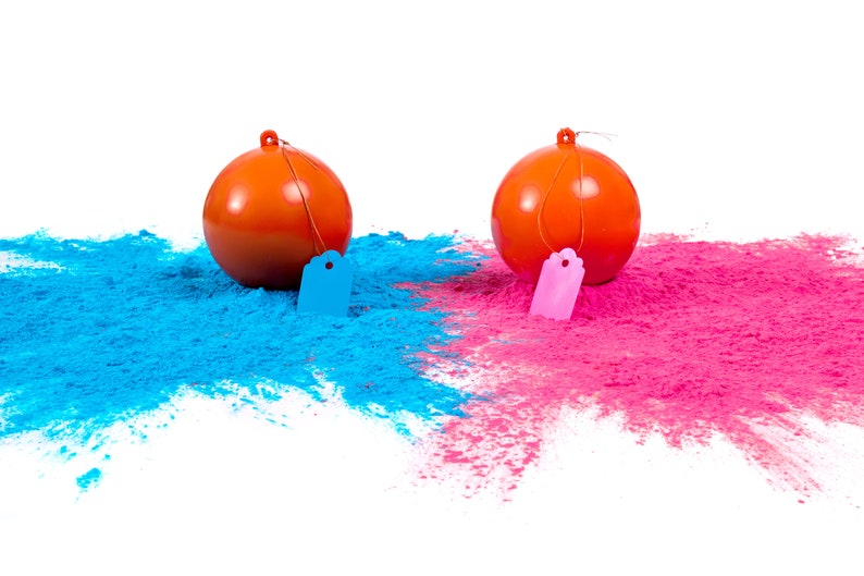 Gender Reveal Target Ball 2 Pack Pink & Blue Set Exploding Powder