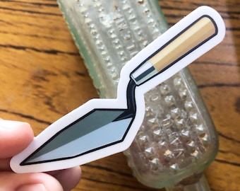 Trowel Die Cut Sticker White Background - Water bottle Aesthetic Stickers • High Quality Water Resistant Matte Sticker Gift