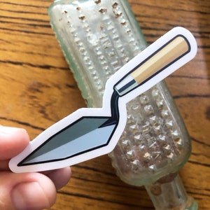 Trowel Die Cut Sticker White Background - Water bottle Aesthetic Stickers • High Quality Water Resistant Matte Sticker Gift