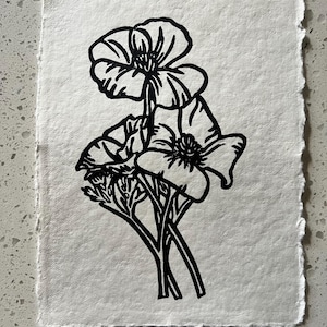 Poppies - Linocut Print