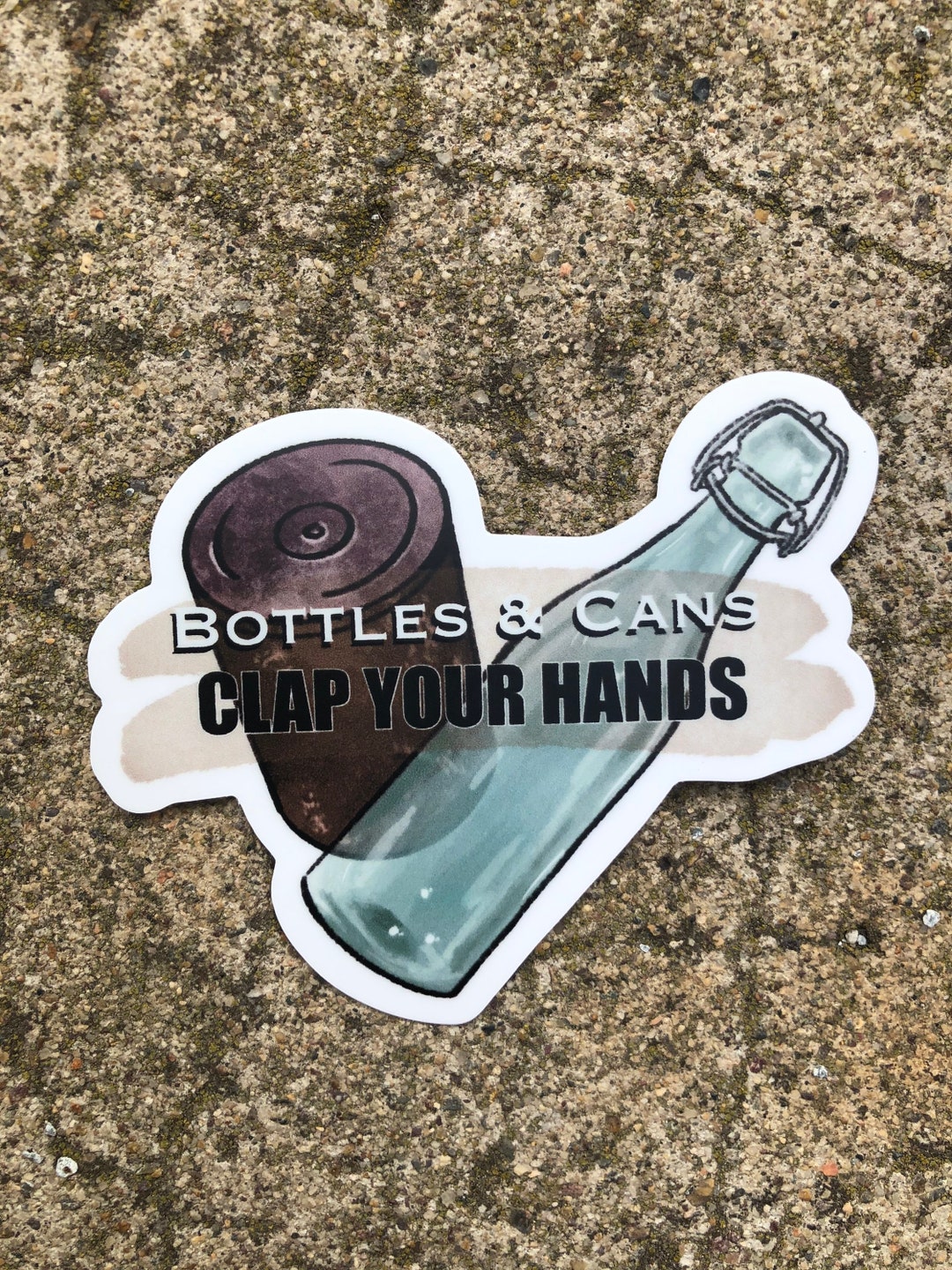 Bottles and Cans, Clap Your Hands Die Cut Sticker Water Bottle