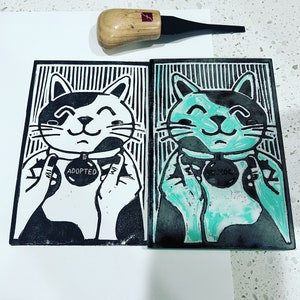 Lost and Found - Cat Adoption Rubber Print