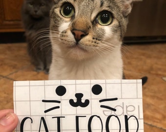 Cat Food Vinyl Sticker - Lettering decal - Pantry Label