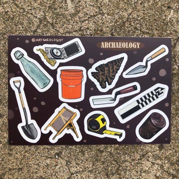 Archaeology Vinyl Sticker Sheet | Water Resistant | Water bottle Aesthetic Sticker | High Quality Matte Sticker Gift