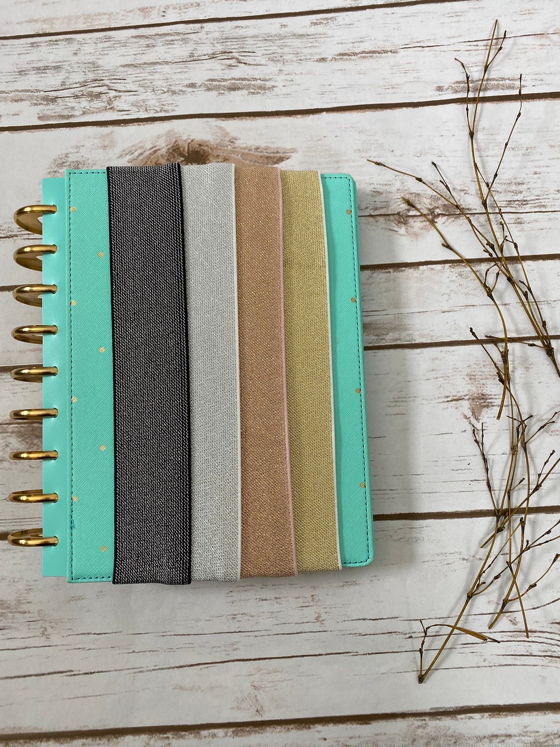 Silver Elastic Planner Band Cover Erin Condren Happy Etsy