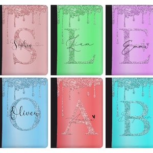 May include: Six personalised notebooks with glitter and dripping glitter designs. The notebooks feature the names Sophia, Liam, Emma, Oliver, Amelia, and Benjamin.