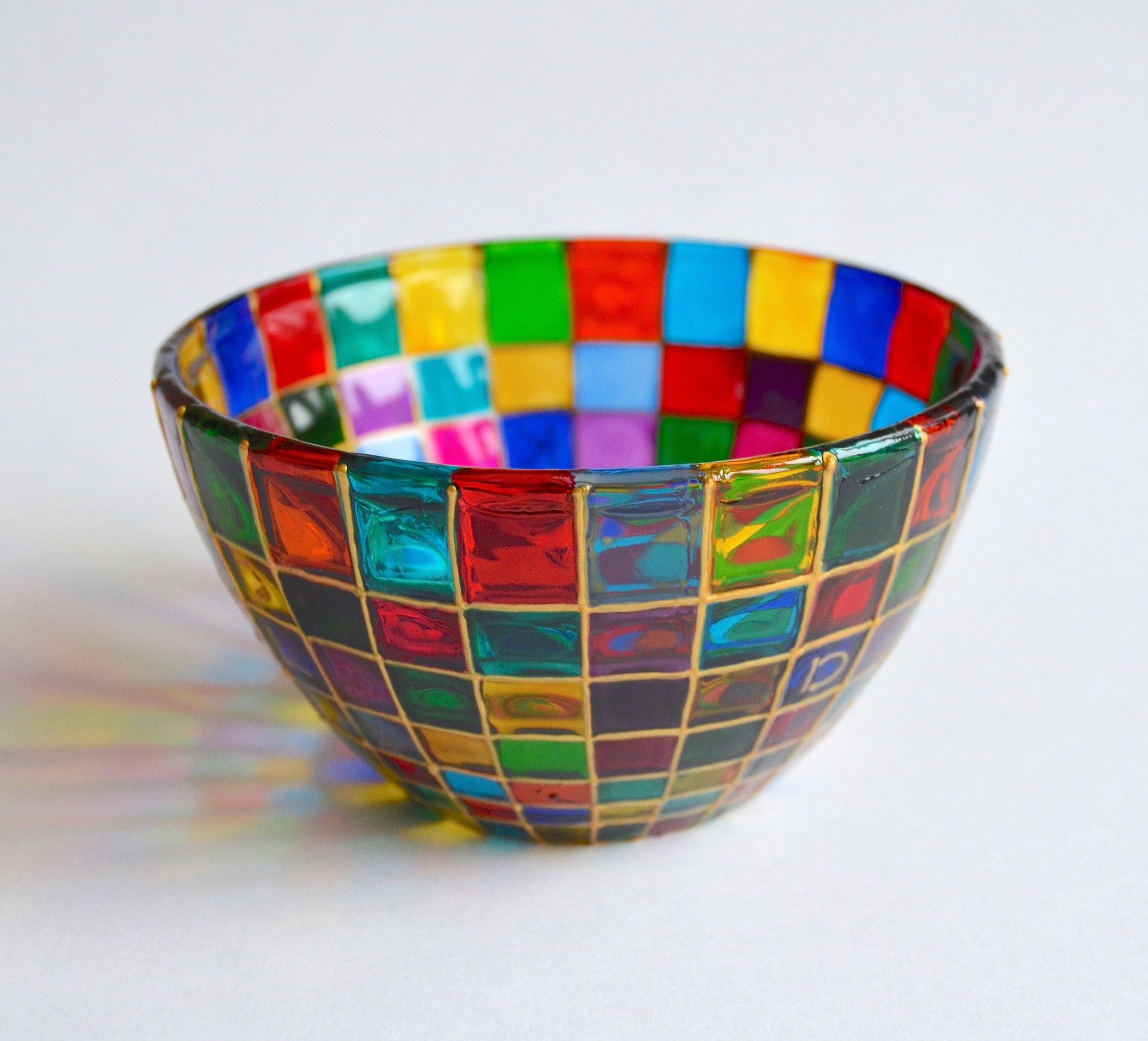 Glass bowl rainbow small for new home gift Decorative bowl Etsy