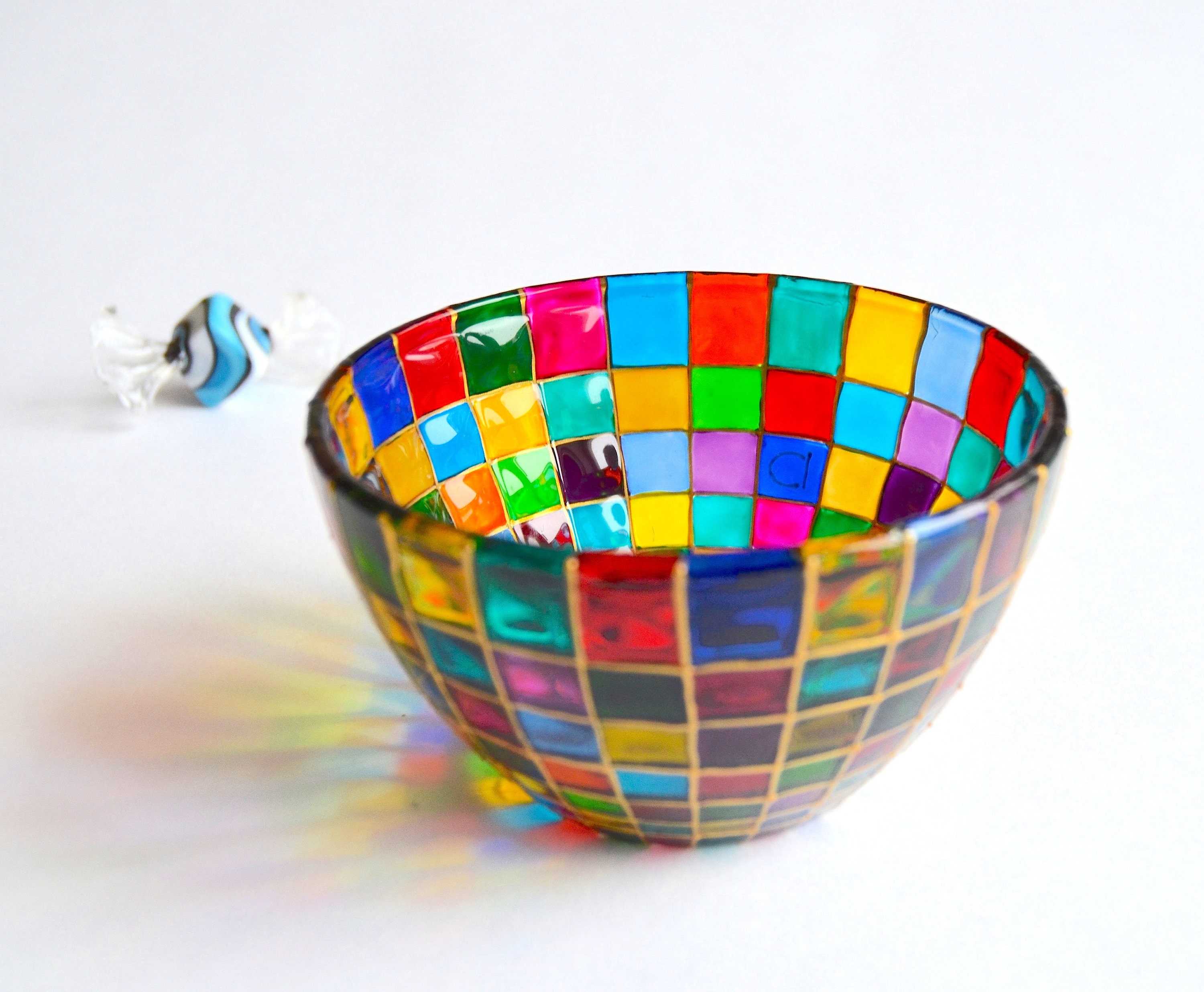 Glass bowl rainbow small for new home gift Decorative bowl Etsy