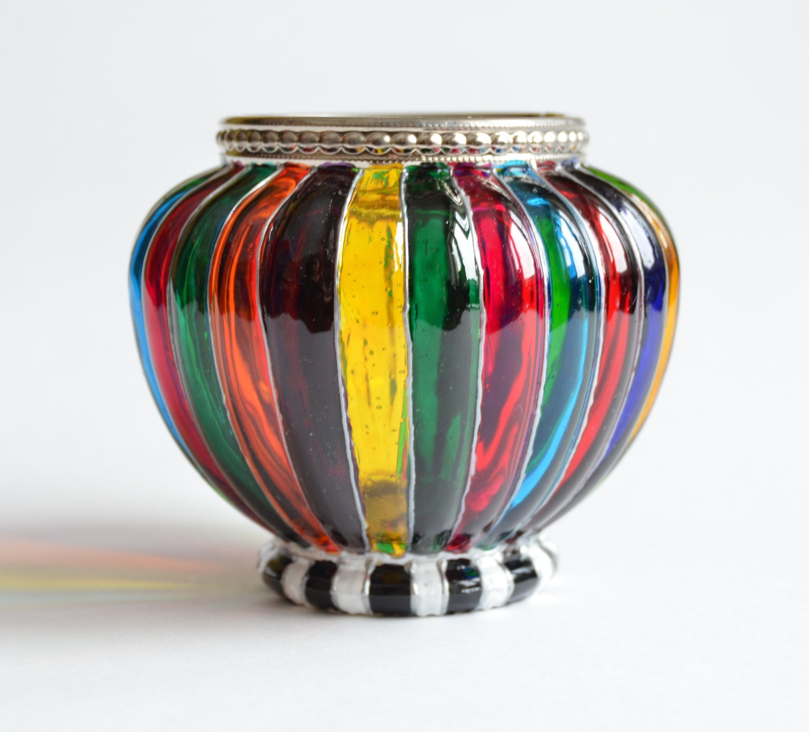 Glass candle holder rainbow Votive candle holder for stained Etsy