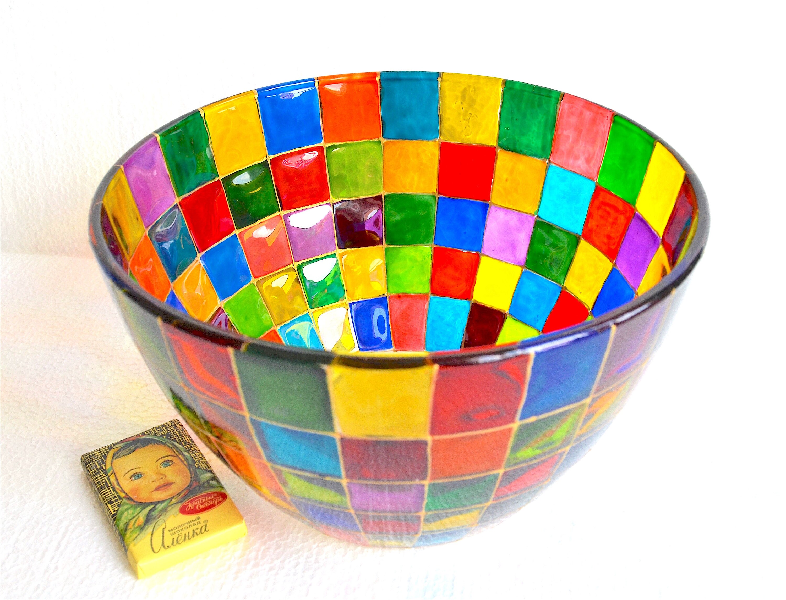 Glass bowl rainbow small for new home gift Decorative bowl Etsy