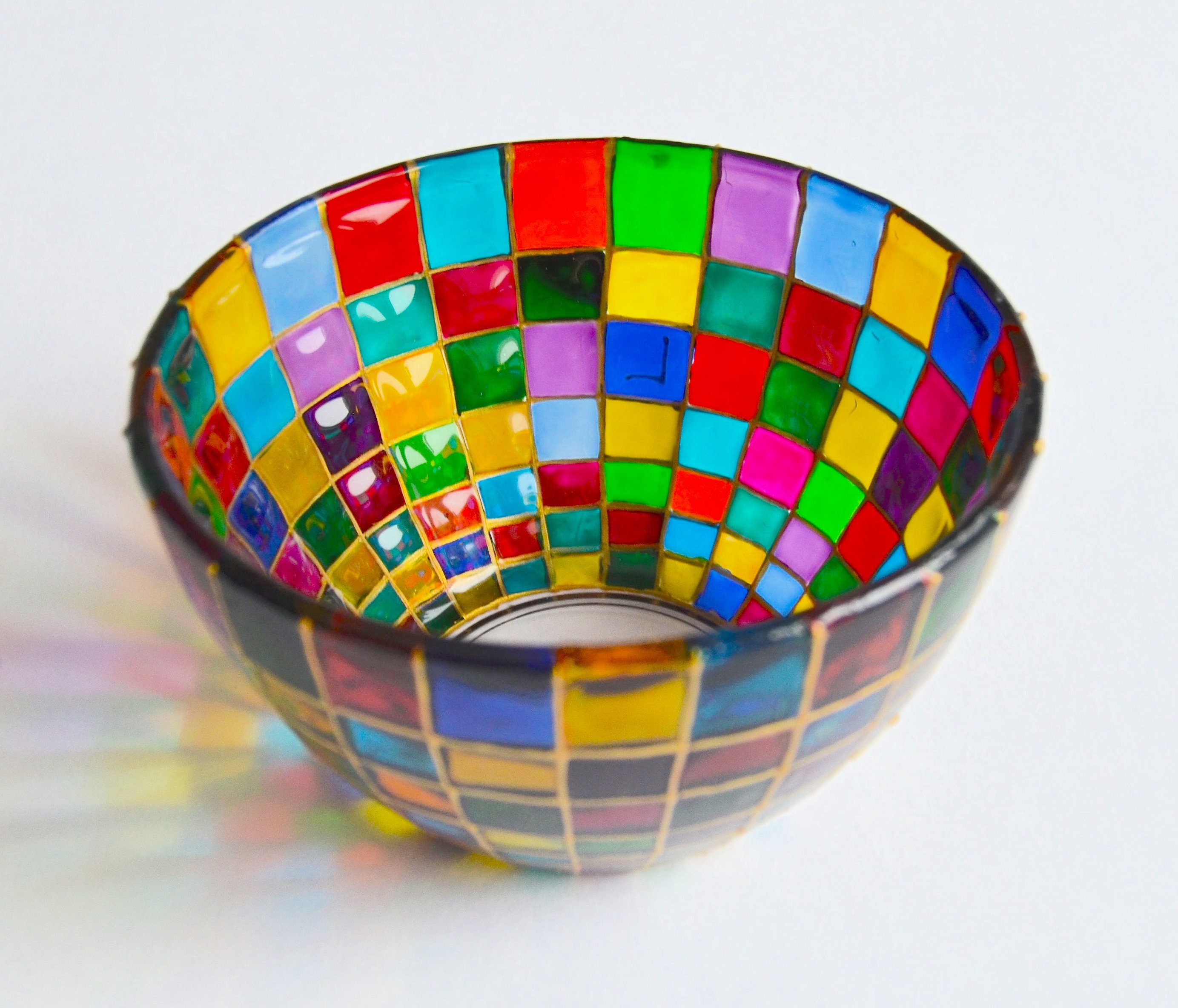 Glass bowl rainbow small for new home gift Decorative bowl Etsy