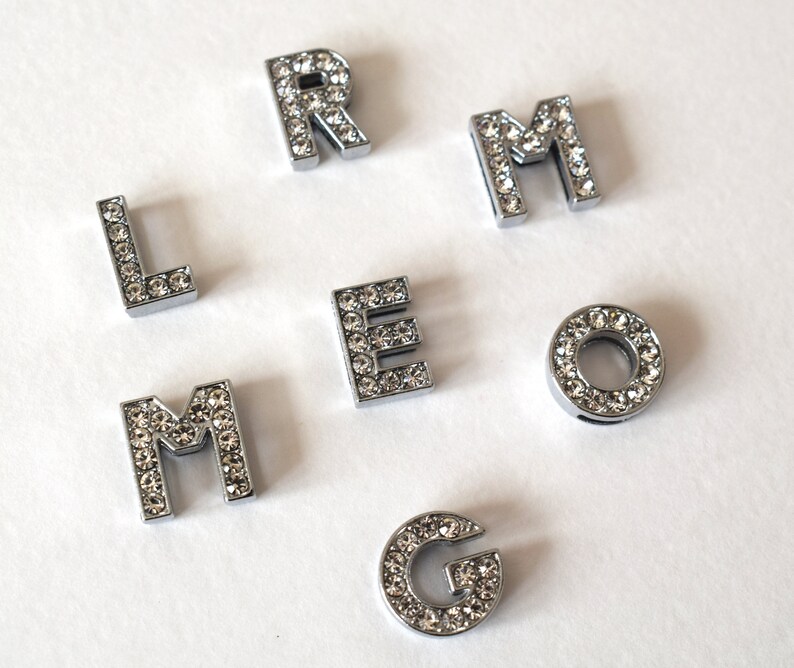 Alphabet Slide Letters Rhinestone Charms Fit 10mm Strap DIY Etsy