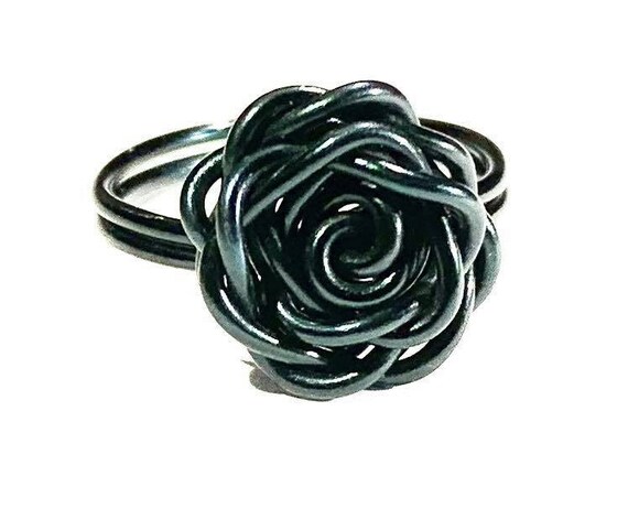 TEMPO 01, ring in aluminum wire, oil black.