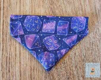 Nerdy Dog Bandanas, Nerdy Bandana, Geek Bandanas, Geek Dog, Reversible Dog Bandana, fandom dog, space nerd, book nerd, rpg bandana, RPG dog