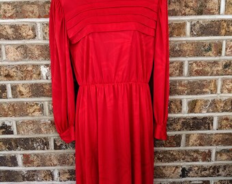 1990s oversized long cherry red dress vintage long sleeve shirt dress 1980s red long sleeve maxi dress size 16 lounge bat wing dress