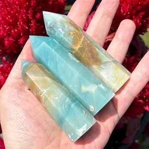 Caribbean calcite crystal tower blue green natural hematite ocean beachy sand sky colors image 9