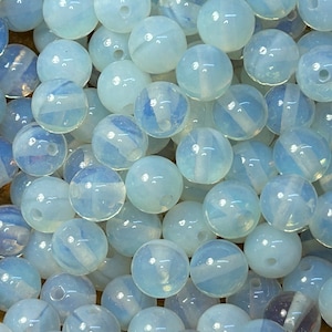 Opalite crystal beads glass 8mm round bead jewelry making supplies crafts gifts earrings bracelets wire wrapping diy man made opalescent US