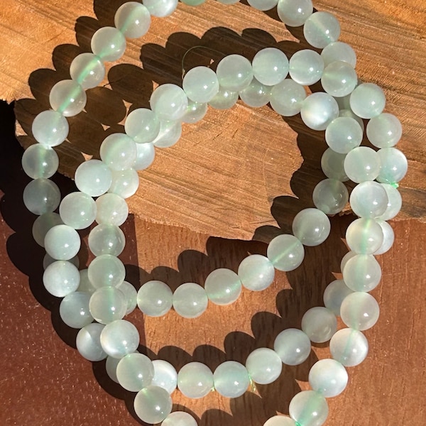 Green moonstone crystal bead bracelet bracelets stone beads high grade quality flash flashy HQ 6mm