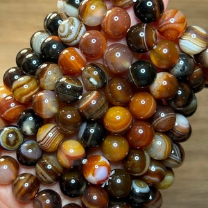 Banded Sardonyx Agate Crystal Bracelet - 10mm Round Beads