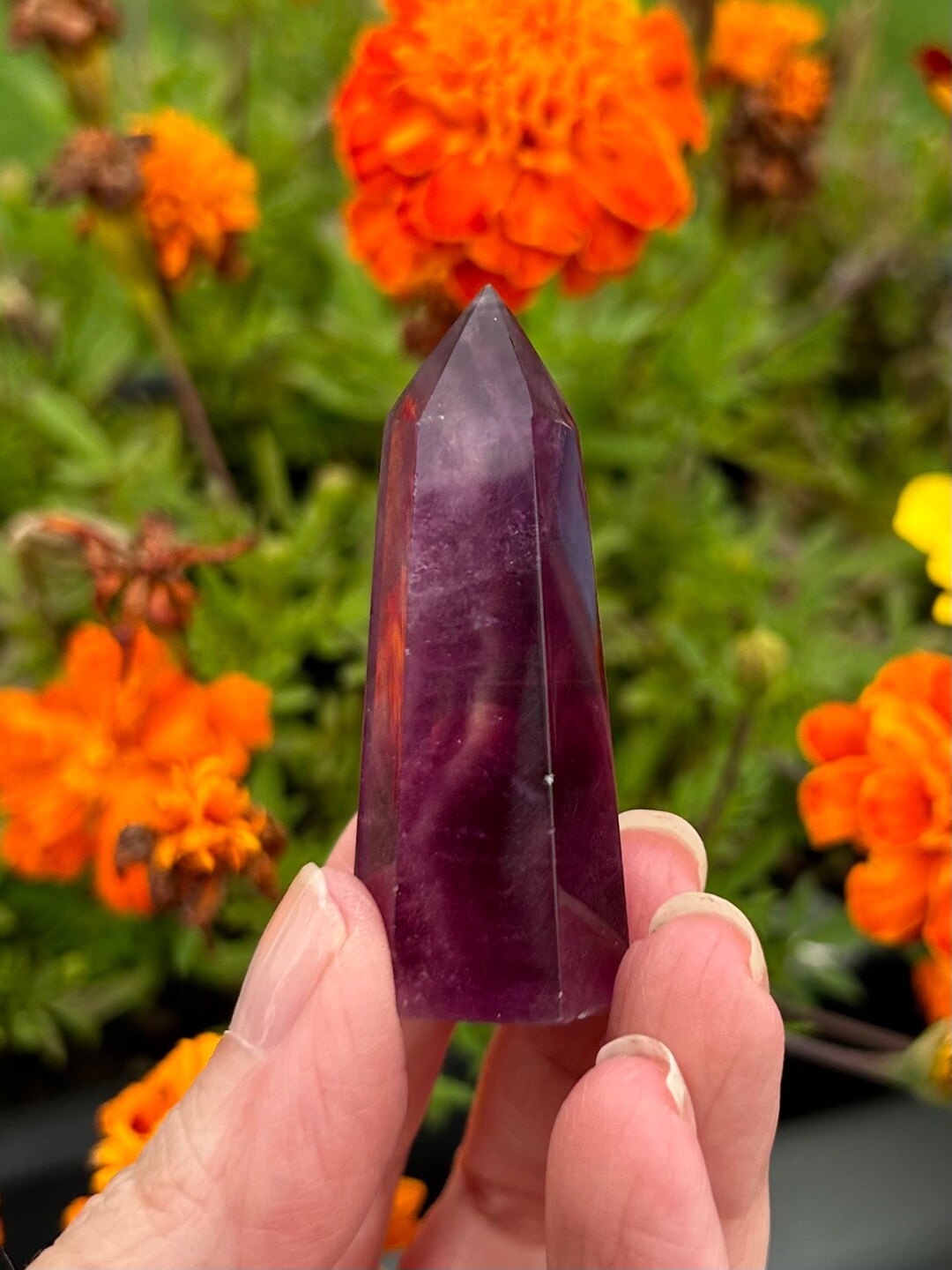 Purple Fluorite Crystal Tower Carving Crystals Carved Point Etsy