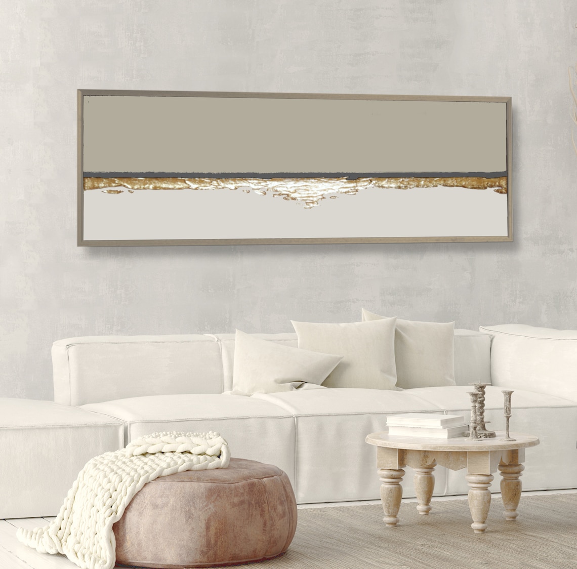 Large Landscape White Wall Art Abstract Canvas Original Etsy