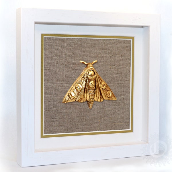 Moth Luna Butterfly Wall Art Gothic Framed Goth Witch Décor Victorian Edwardian Memento Mori Small Painting Original Brass by IQArtStudio