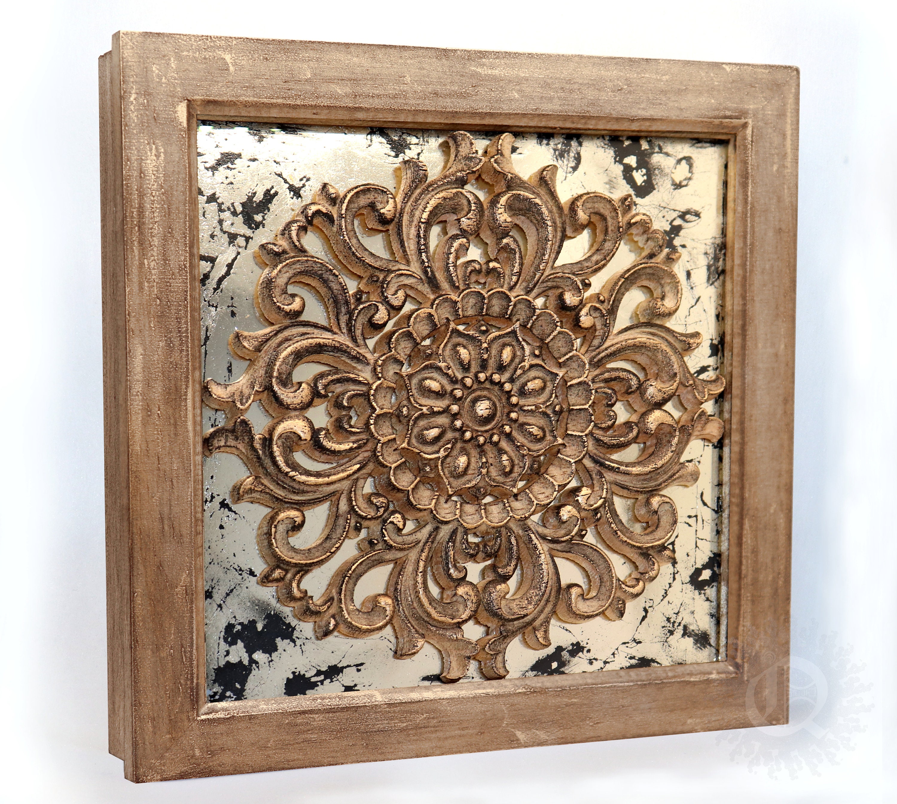 Geschnitzte Holz Wandkunst rustikale Holz antike Spiegel echte | Etsy