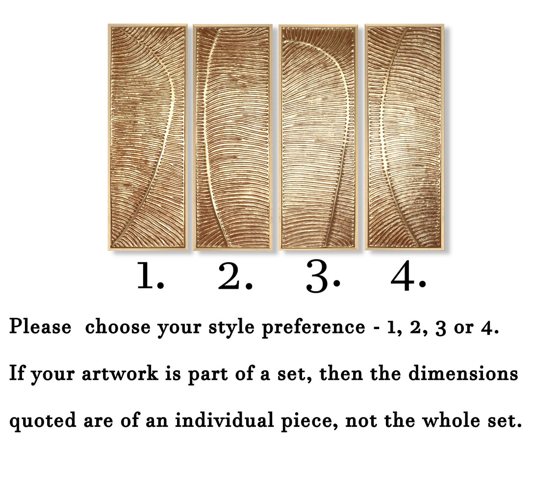 Set of 4 Palm Leaf Tropical Wall Art Original Painting Canvas | Etsy