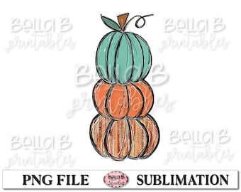 Diseño de sublimación de pila de calabaza, calabaza de garómata, dibujado a mano, calabaza pintada, diseños de sublimación de otoño, descarga digital, PNG
