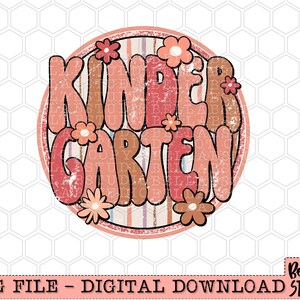Retro Boho Kindergarten PNG Sublimation Design, Girls School, Daisies, Cute Girls Boho, Back To School, Sublimation Digital Download, PNG