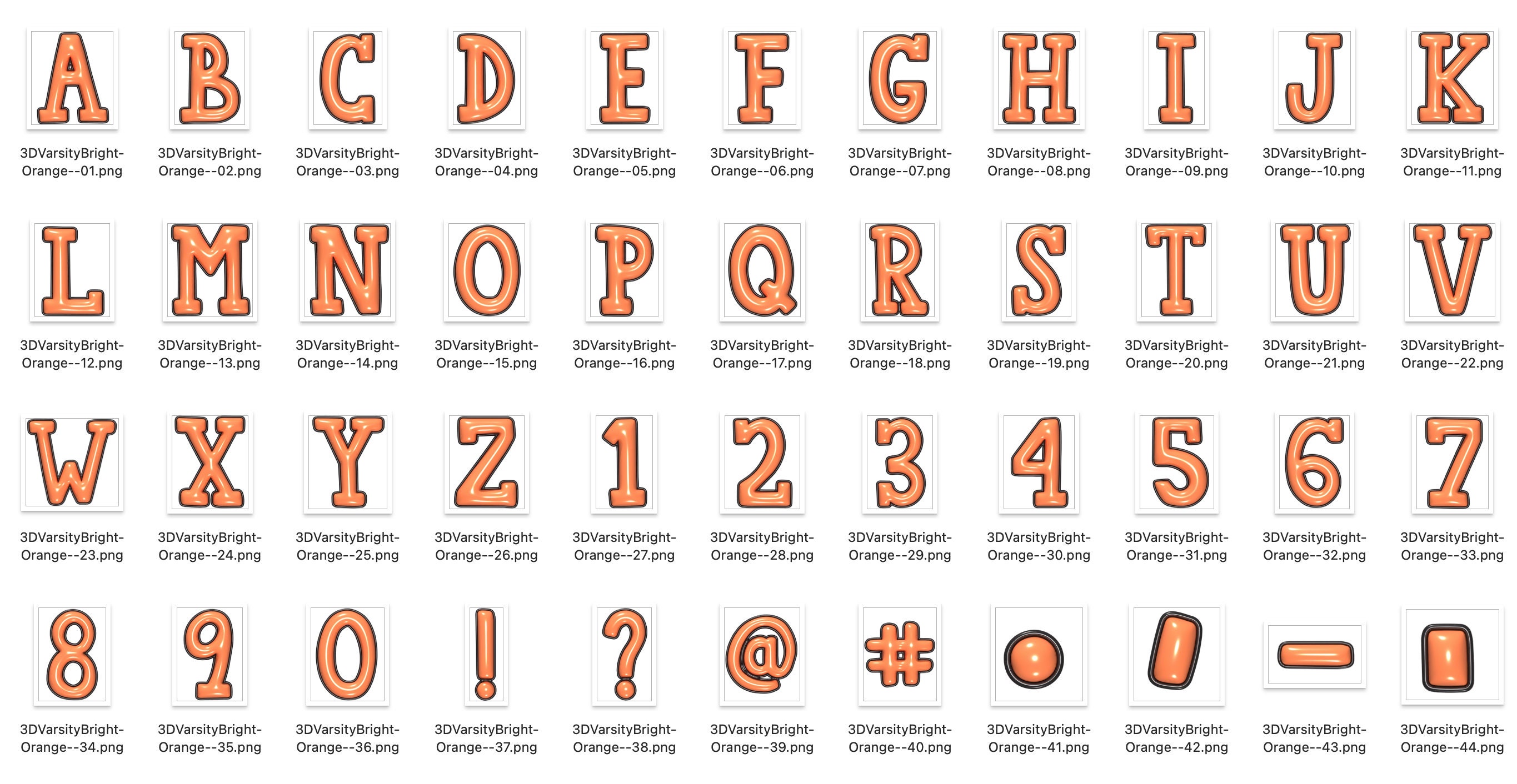 3D Inflated PNG Alphabet Set, Bright Alpha, Bubble Puffy Alphabet, 3D ...