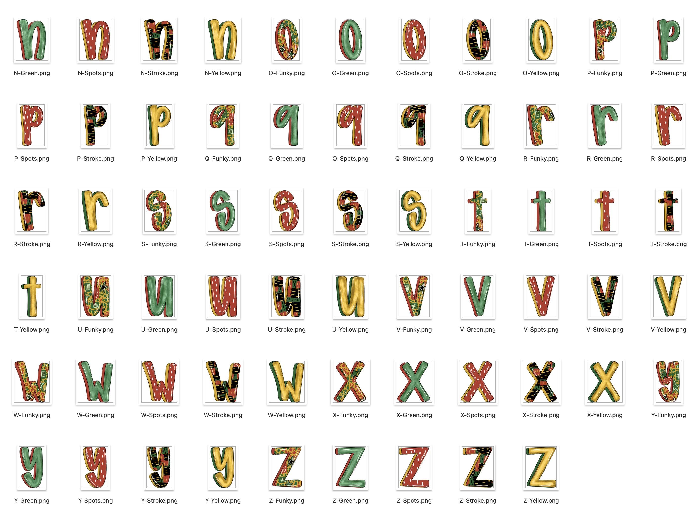 Juneteenth Doodle Alpha PNG Bundle, Fun Alpha PNG, Alphabet, Doodle ...
