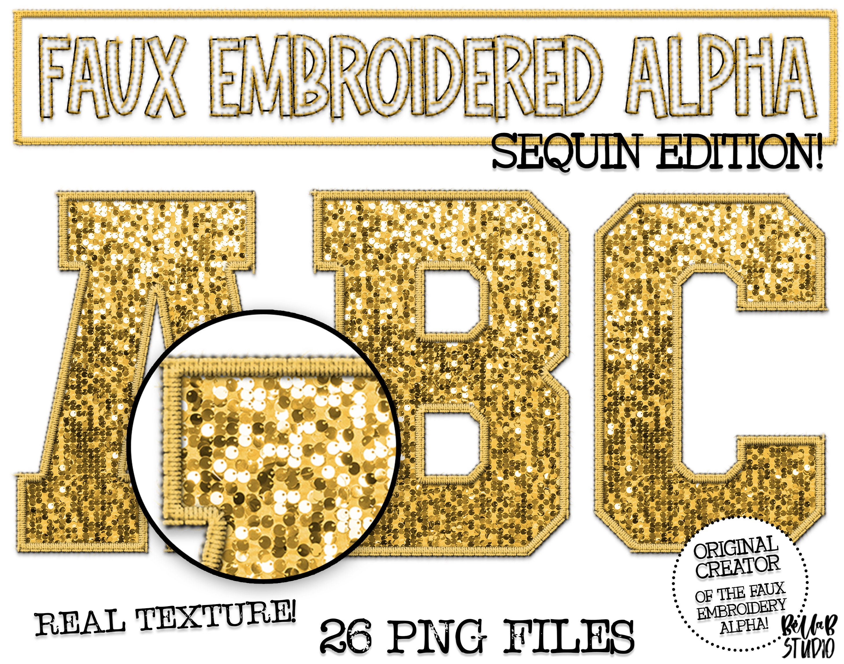 9-306 Classic Alphabet & Punctuation - Gold Ultra Glitter 3 Inch