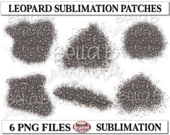 Parches de sublimación con estampado de leopardo, parches de sublimación para camisetas blanqueadas, salpicaduras de leopardo PNG, PNG, elementos de sublimación, estampado de guepardo