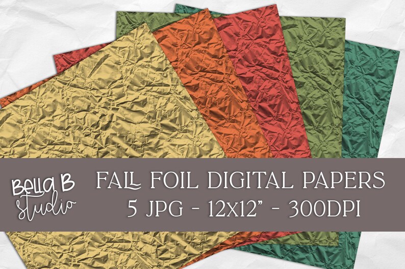 Metallic,Texture Papers Fall Foil Digital Paper Crumpled Foil Autumn Digital Paper Digital Paper Pack Digital Backgrounds Scrapbooking