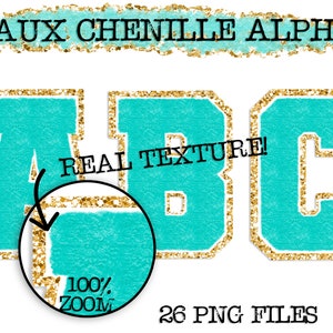Faux Chenille PNG Alphabet Set, Teal Chenille Sublimation Alphabet, Clipart, Varsity Letters, Digital Download, PNG, Sublimation Alphabet