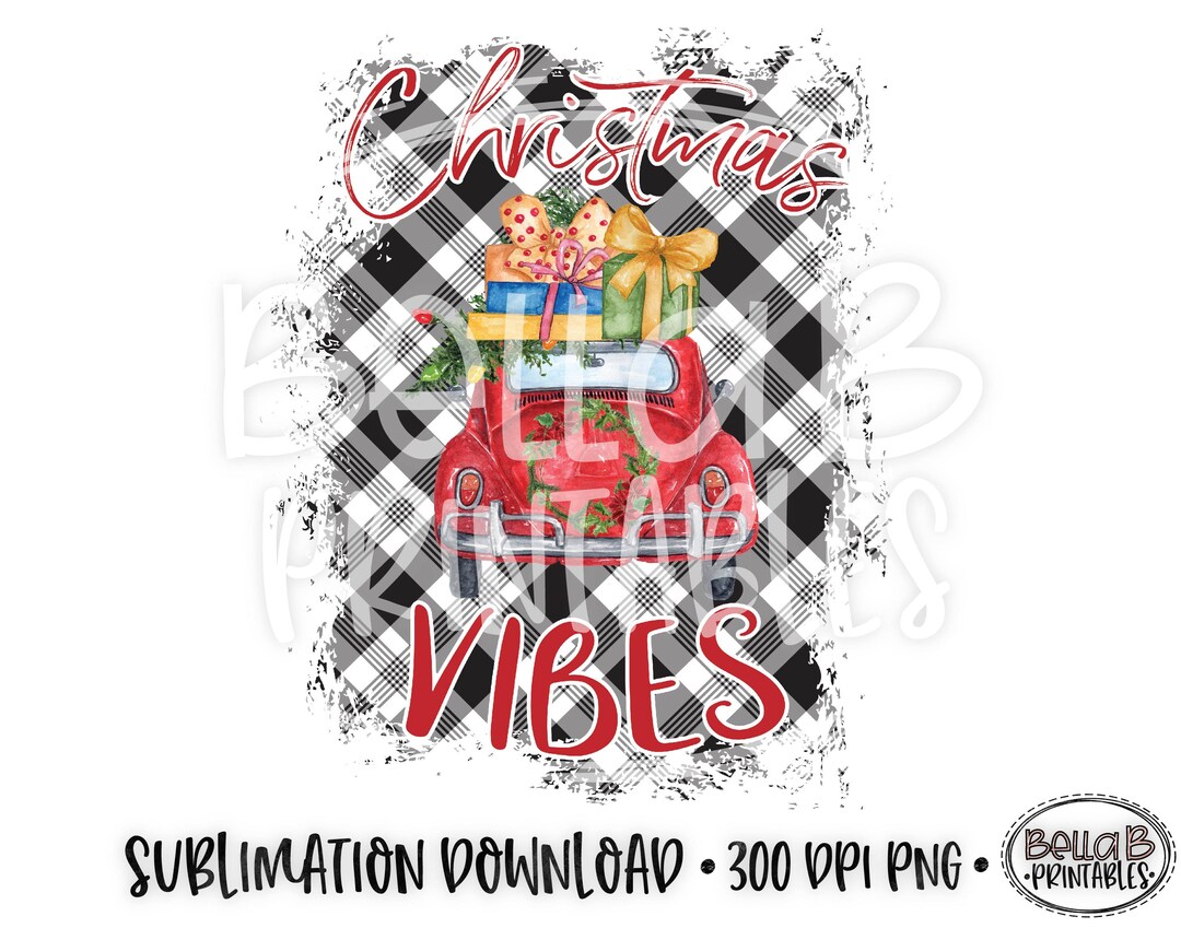 Christmas Car Sublimation, Christmas Sublimation Designs, Plaid ...