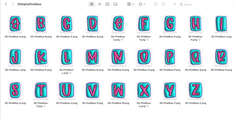 3D Inflated PNG Alphabet Set, Bright Alpha, Bubble Puffy Alphabet, 3D ...