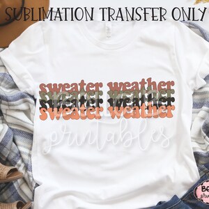 Pull rétro Transfert de sublimation météo, vintage, automne rétro, lettre empilée, prêt à presser, transfert de presse thermique, impression par sublimation